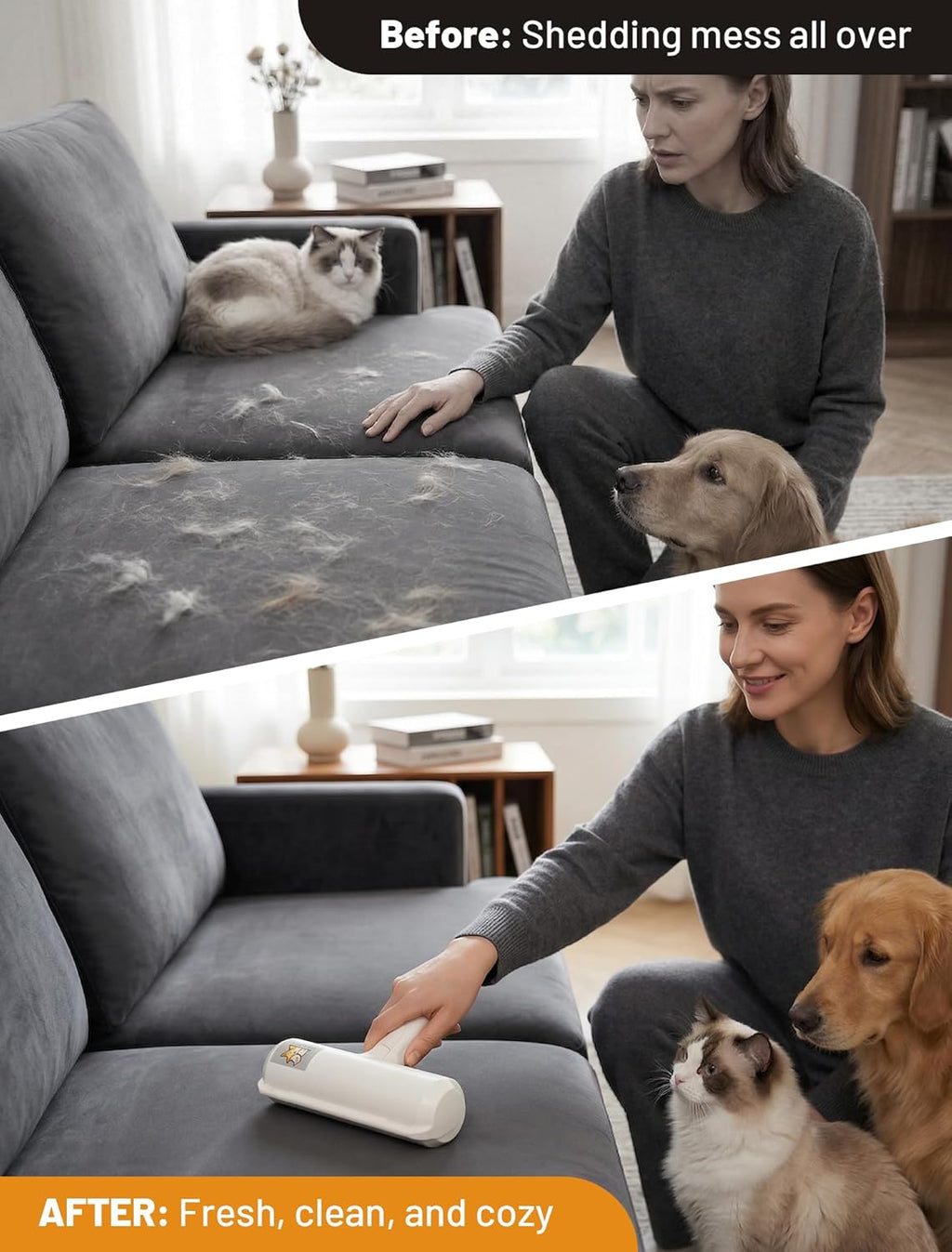 Pet Hair Removal Tool：Reusable Lint Roller for Pet Hair - Portable Pet Hair Remover - Dog and Cat Hair Remover for Couch, Furniture, Carpet, Clothes and Car Seat